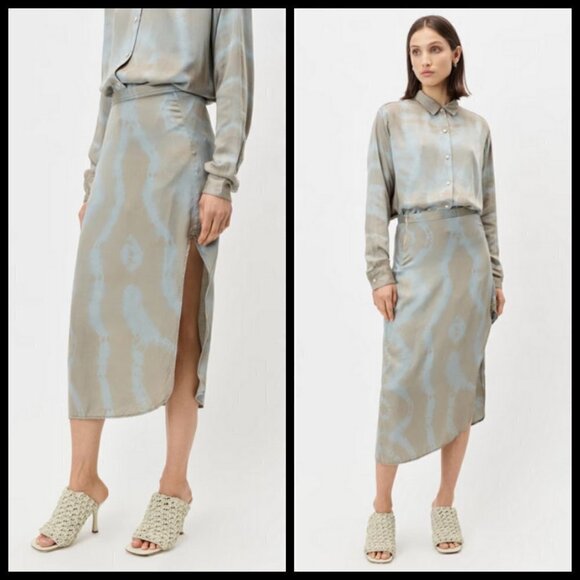 💕JOHN ELLIOTT💕 Slip Skirt Midi Slim Fit ~ Thyme x Cement 0 XS NWT *FLAWED* - Picture 6 of 16